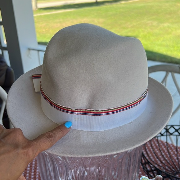 VTG Cream Wool Fedora Hat with Ribbon Band - Geo W Bollman - Picture 8 of 8